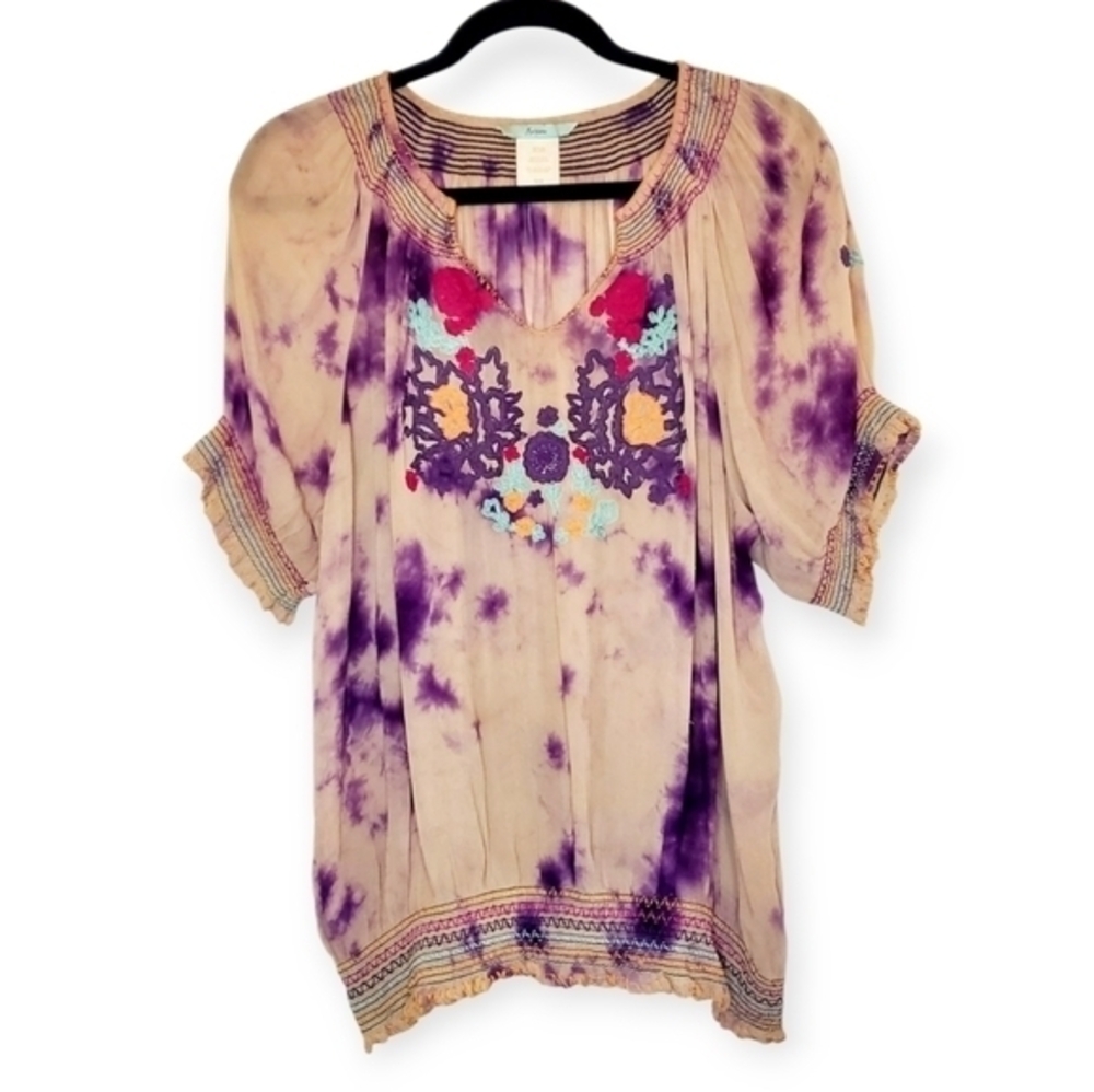 Marciano Tie Dye Floral Embroidered Blouse